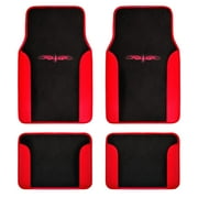 BDK Fresh Carpet Floor Mats, Color Tribal Tattoo Design Vinyl Trim for Car Sedan Truck SUV, Front & Rear Set of 4 Universal Fit