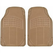 BDK Front Car Rubber Floor Mats, 2-Piece, Black Beige Gray, Heavy Duty