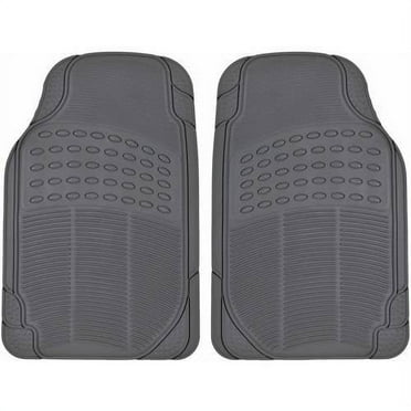 BDK Front Car Rubber Floor Mats, 2-Piece, Black Beige Gray, Heavy Duty