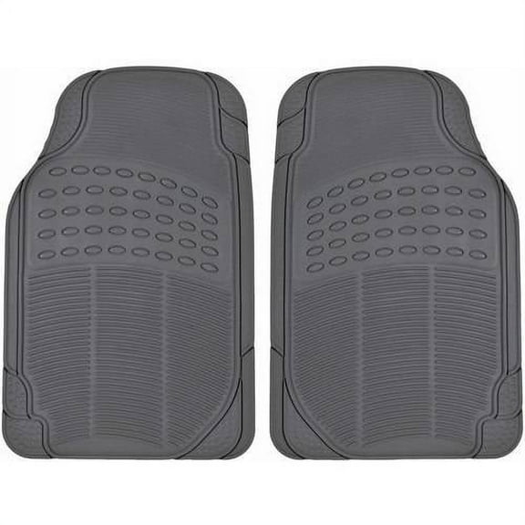 BDK Front Car Rubber Floor Mats, 2-Piece, Black Beige Gray, Heavy Duty
