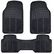 BDK Front and Back ProLiner Heavy Duty Car Rubber Floor Mats for Auto, 3 Piece Set