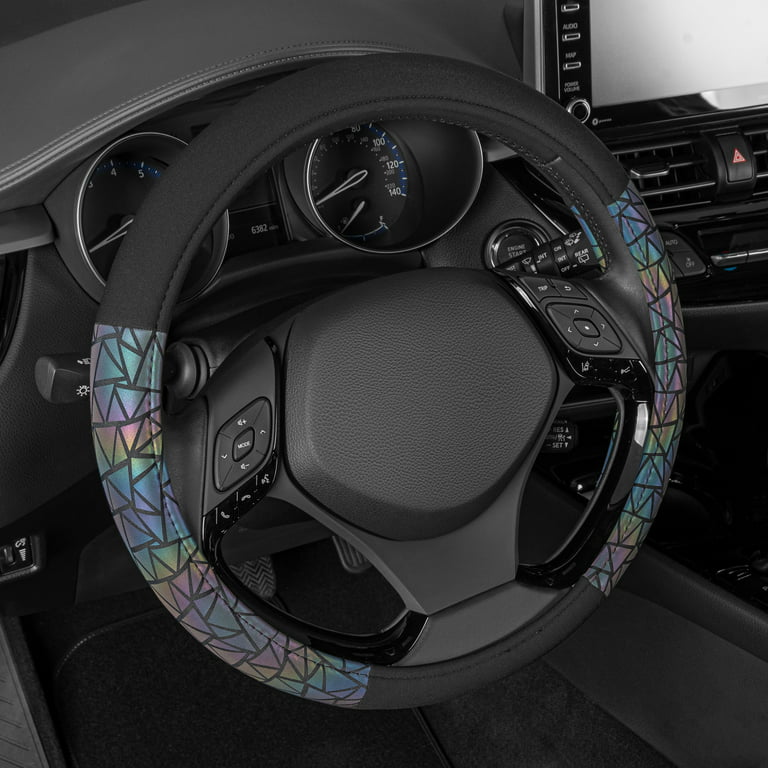 BDK Geometric Prism Sparkle Glitter Steering Wheel Cover - Car Steering Wheel  Cover for Women with Shiny Holo Bling Accents, Universal Fit for Car Truck  Van SUV Wheel Sizes 14.5 to 15.5