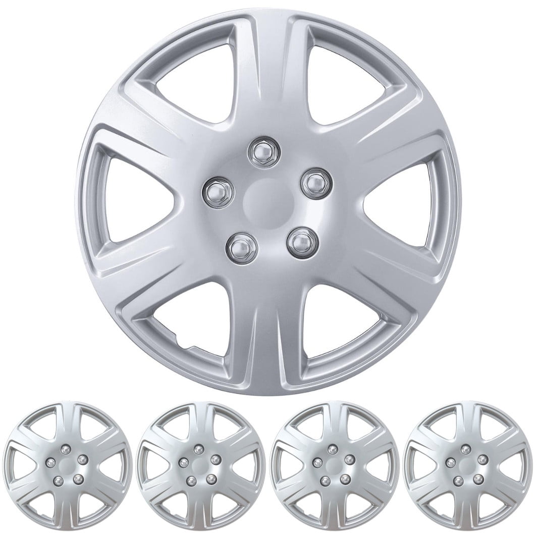 BDK HK993 Silver 15" Hubcaps Wheel Covers for Toyota Corolla (15 inch) – Four (4) Pieces Corrosion-Free & Sturdy – Full Heat & Impact Resistant Grade – OEM Replacement, 4 Pack