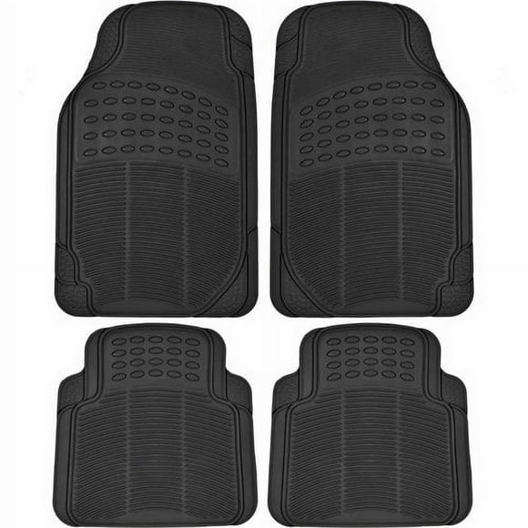 BDK Heavy-Duty 4-Piece Front and Rear Rubber Car Floor Mats, All Weather Protection for Trucks and SUVs