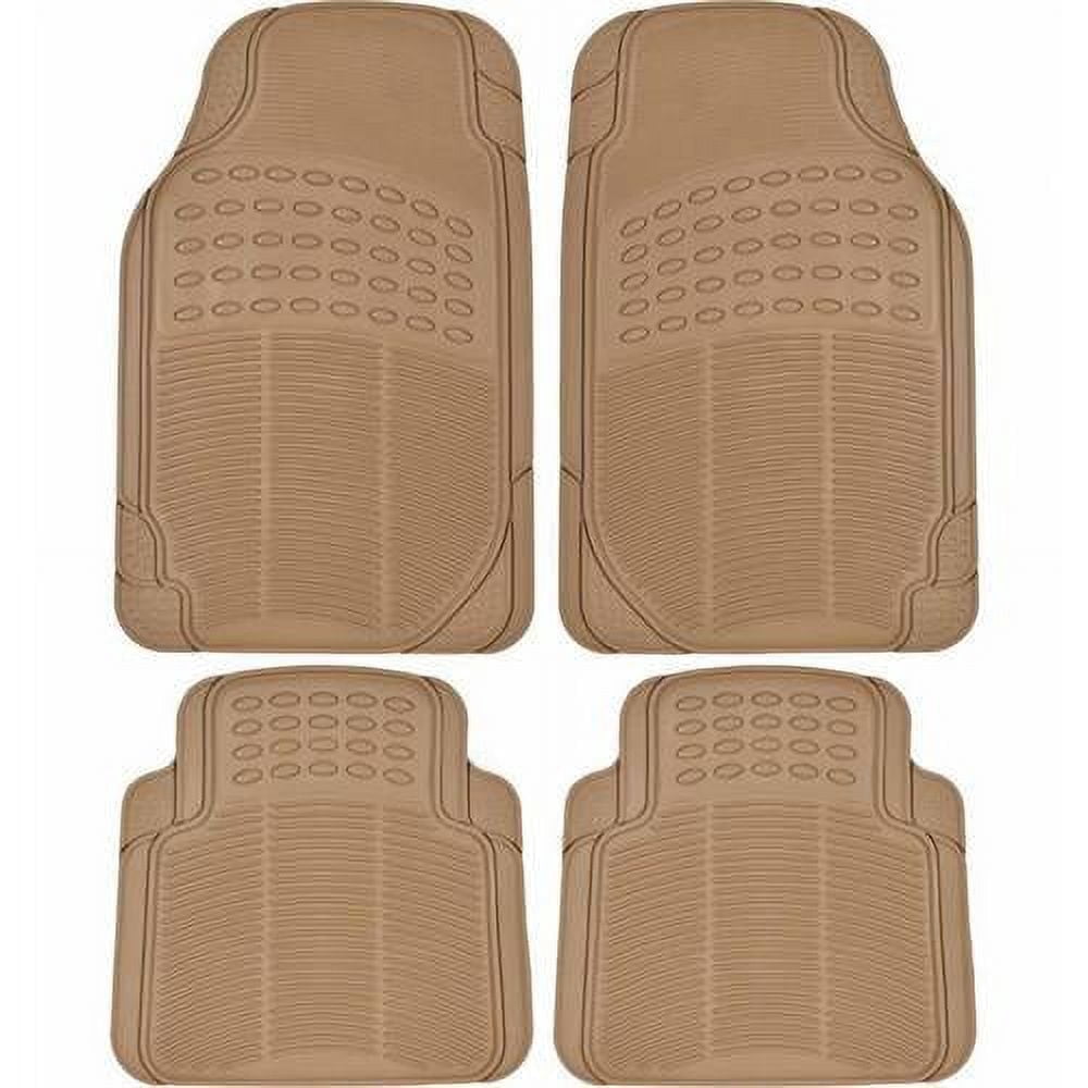 BDK Heavy-Duty 4-piece Front and Rear Rubber Car Floor Mats, All Weather Protection for Car, Truck and SUV