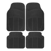 BDK Heavy-Duty 4-Piece Front and Rear Rubber Car Floor Mats, All Weather Protection for Trucks and SUVs