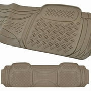 BDK Heavy Duty Diamond Complementary Rubber Rear Floor Mats Liners, All Weather Protection, Designed for Trucks Cars Sedan SUV Beige