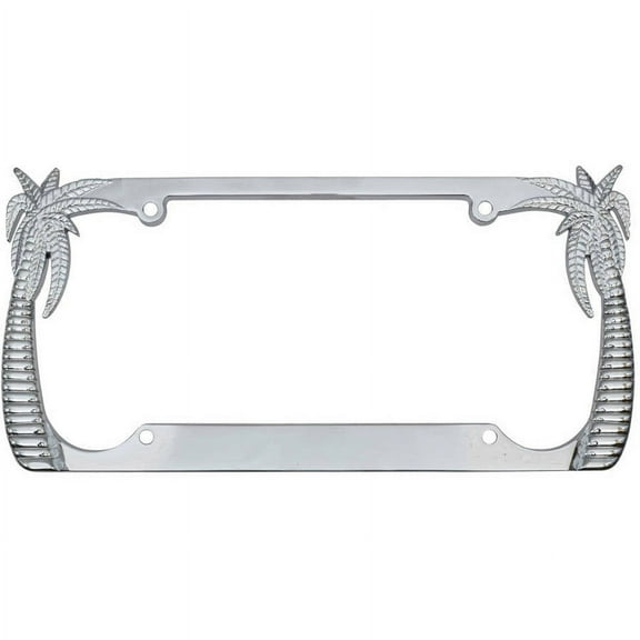 BDK Heavy Duty Rust-Proof Stainless Steel Metal Chrome Tropical Palm Tree License Plate Frame