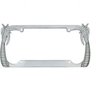 BDK Heavy Duty Rust-Proof Stainless Steel Metal Chrome Tropical Palm Tree License Plate Frame