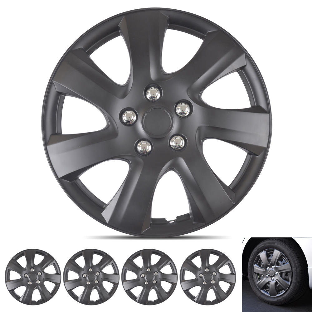 BDK Hubcaps 15" 4 Pieces, Silver, Toyota Yaris Style Replacement