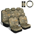 thumbnail image 1 of BDK Hunter Camo Car Seat Covers Full Set with Camo Steering Wheel Cover and Seat Belt Cover Pad – Forest Camouflage Pattern, Automotive Front Seat & Bench Back Seat Cover for Cars Trucks SUV, 1 of 7