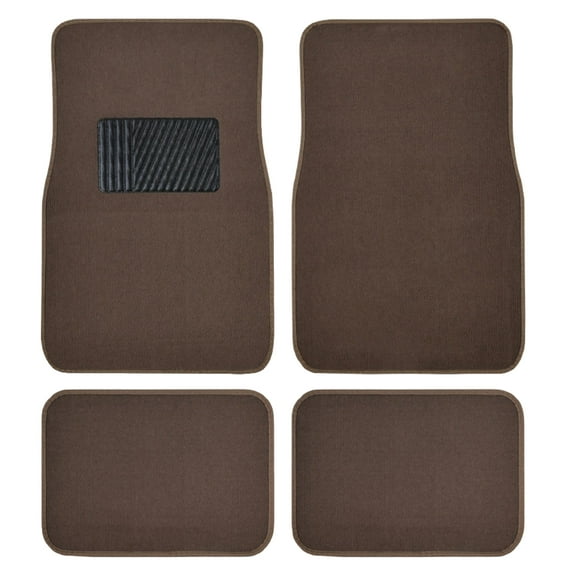 BDK MT-100-DB Classic Dark Beige Carpet Floor Mats with Vinyl Heel Pad for Car SUV Truck Van, Universal Fit Front & Rear Liner