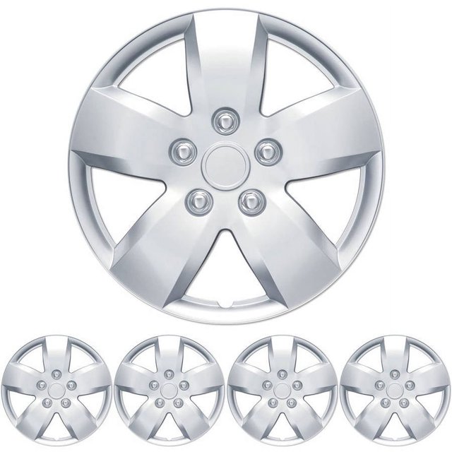 BDK Nissa Altima Style Hubcaps Wheel Cover, 16" Silver Replica Cover, 4 Pieces, ABS Plastic