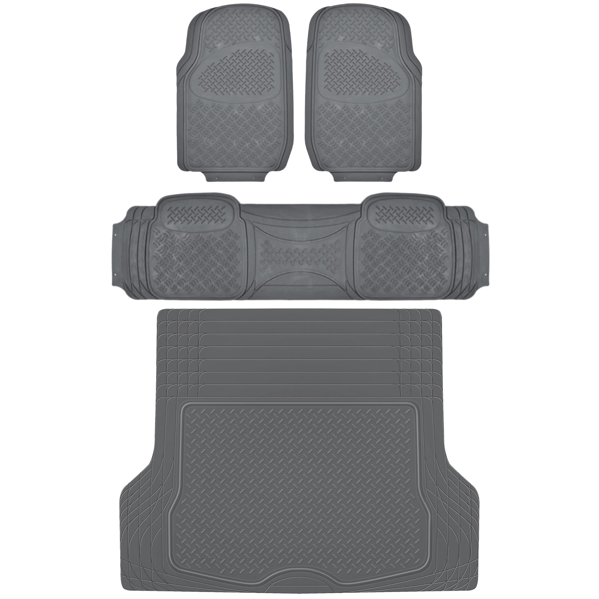 BDK OF-713 Diamond Grid Rubber Car Floor Mats, Universal Front & Rear ...