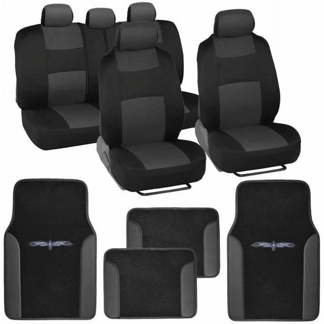 BDK Original Car Seat Covers and Floor Mats, Split Bench, Easy