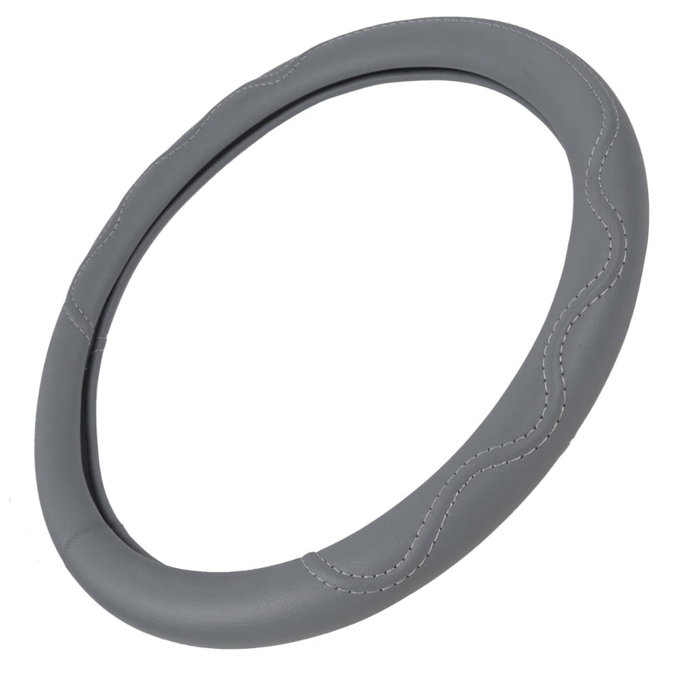 BDK PU Leather Curved Stitched Car & SUV Steering Wheel Cover