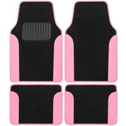 BDK Pink Carpet – Two-Tone Faux Leather Automotive Floor Mats, Included Anti-Slip Features and Built-in Heel Pad, Stylish for Cars Truck Van SUV, MT202