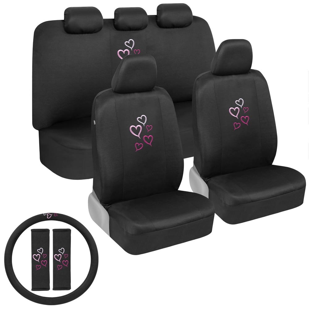 BDK Pink Love Story Design Seat Covers for Car, SUV and Van, 9pc