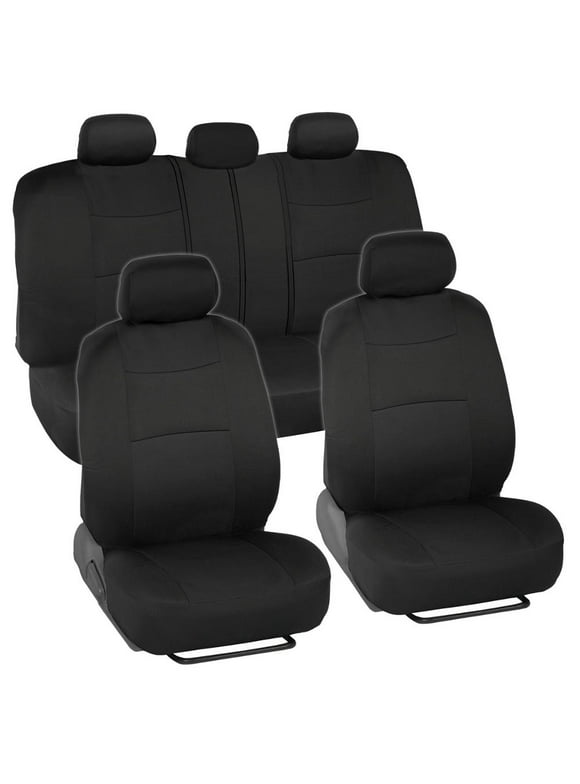 BDK PolyCloth Car Seat Covers, 2-Tone Split Bench Easy Wrap Full Set Fits select: 1997-2022 FORD F150, 1999-2022 CHEVROLET SILVERADO