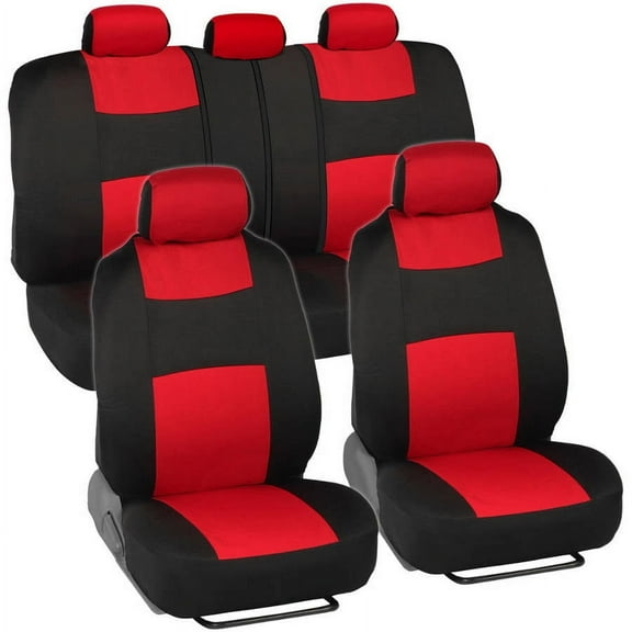 BDK PolyCloth Car Seat Covers, 2-Tone Split Bench Easy Wrap Full Set
