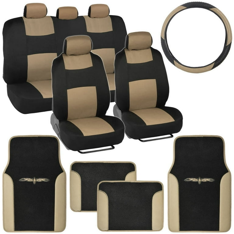 BDK PolyCloth Car Seat Covers with Floor Mats and Steering Wheel - Main Image