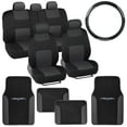 BDK PolyCloth Car Seat Covers with Floor Mats and Steering Wheel Cover