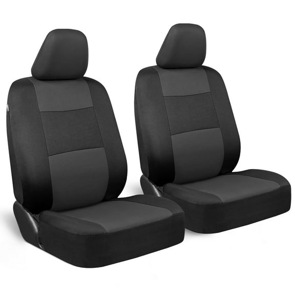 BDK PolyPro Car Seat Covers Front Set in Charcoal on Black  2 Front Seat Covers for Cars, Easy to Install Car Seat Cover Set, Car Accessories for Auto Trucks Van SUV