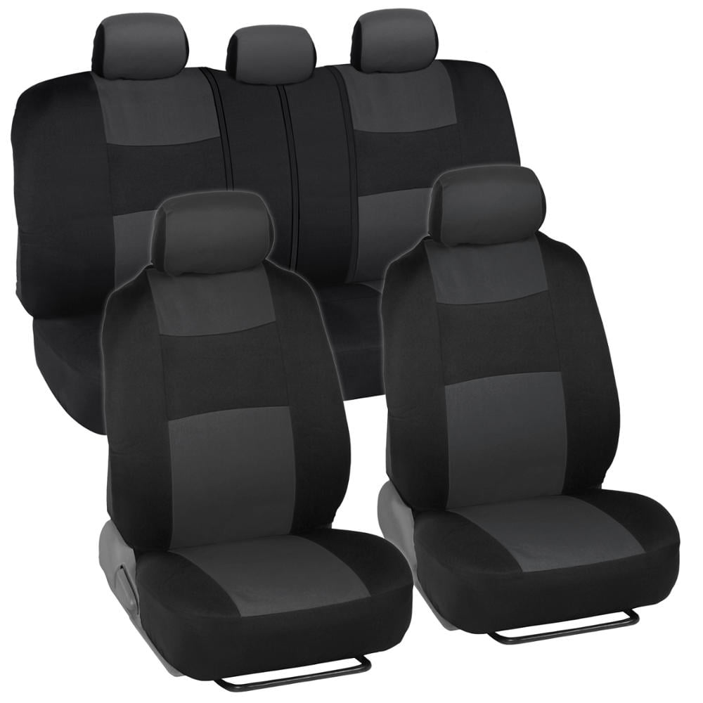 BDK PolyPro Car Seat Covers Full Set, Charcoal Gray Two-Tone Front