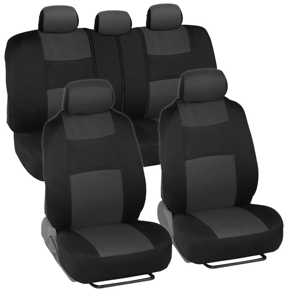 BDK PolyPro Seat Covers Full Set in Solid Black Front and Rear Split