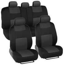 BDK PolyPro Car Seat Covers Full Set, Charcoal Gray Two-Tone Front and Rear Split Bench Seat Covers