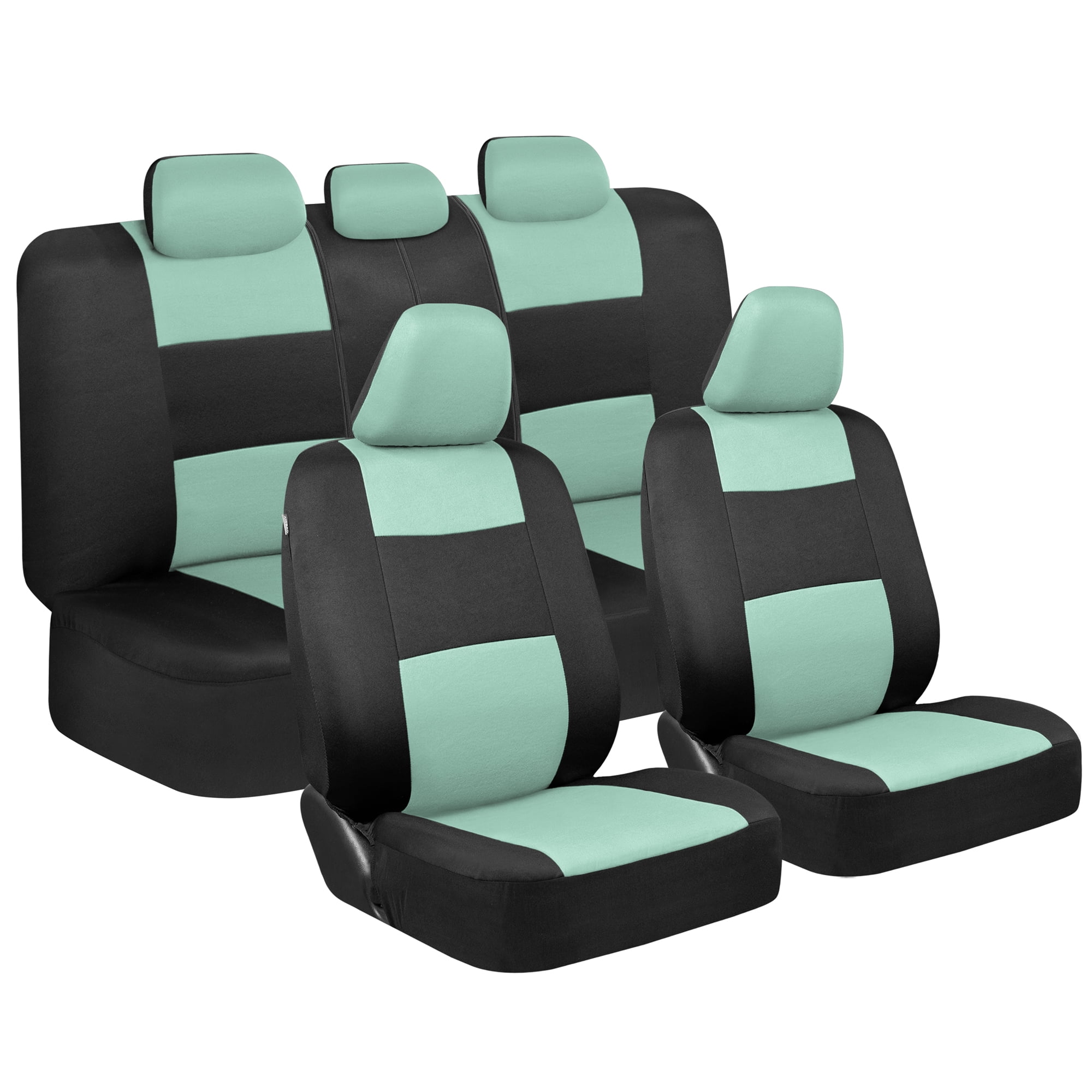 BDK PolyPro Car Seat Covers Full Set, Mint TwoTone Front and Rear