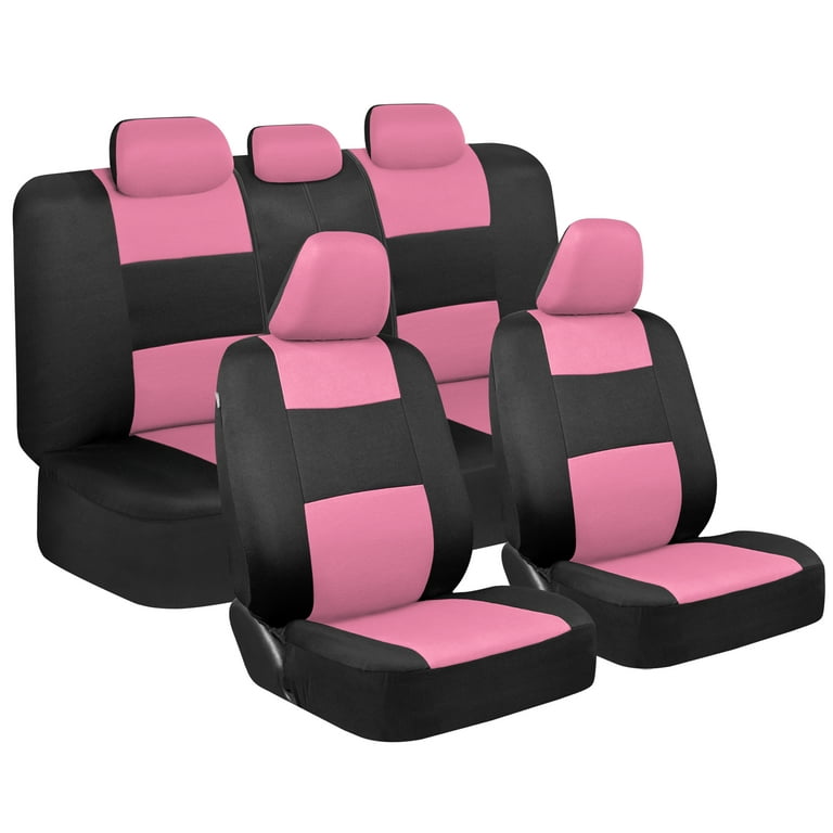 BDK UltraSleek Black Seat Covers for Cars Full Set, Two-Tone Front