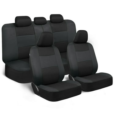 BDK PolyPro Car Seat Covers Full Set, Reverse Charcoal Gray Two-Tone Front and Rear Split Bench Seat Covers for Cars Trucks SUV