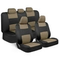 thumbnail image 1 of BDK PolyPro Seat Covers Full Set in Beige on Black – Front and Rear Split Bench Seat Covers for Cars, Easy to Install , Car Accessories for Auto Trucks Van SUV, 1 of 11