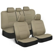 BDK PolyPro Car Seat Covers for Car Truck Van SUV, Front and Rear Split Bench Full Set, Easy to Install Universal Auto Fit, Beige