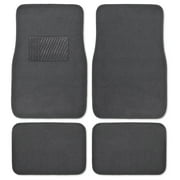 BDK Carpet Car Floor Mats, Universal Fit 4-Piece Set with Heel Pad, Black
