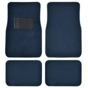 BDK Carpet Car Floor Mats for Car Truck SUV Van Sedan, Vinyl Safety Heel Pad, Rubberized Non-Slip Backing, Universal 4-Piece Set, Blue