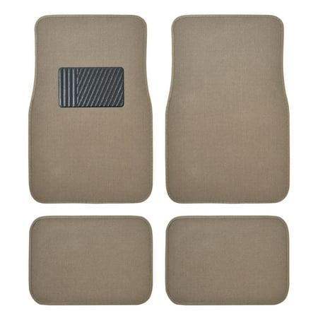 BDK Classic Carpet Floor Mats for Car & Auto - Universal Fit -Front & Rear with Heelpad (Medium Beige) (MT-100-CPTSERIES)