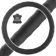 BDK SW-899-BK-M Genuine Leather Steering Wheel Cover Medium 14.5"-15.5" Black