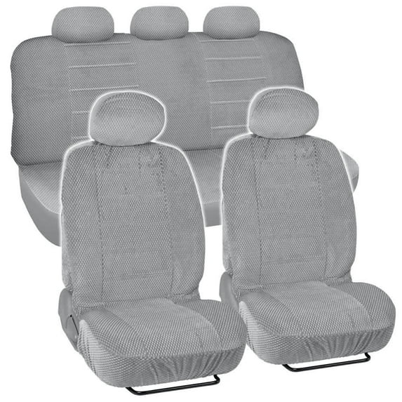 BDK Scottsdale Checkered Cloth Car Seat Covers, 9pc, Front and Rear Full Set, Low Back