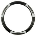 thumbnail image 1 of BDK Sporty Two Tone Ergonomic Grip Steering Wheel Cover - Carbon Fiber Grip for Standard Size Wheels 14.5-15 inch Gray/Black, 1 of 8