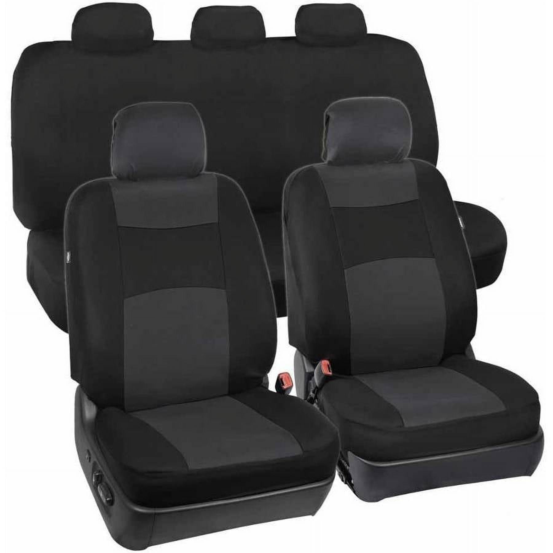 BDK Standard Car Seat Covers 9pc Polyester Cloth Front and Solid Full  Bench