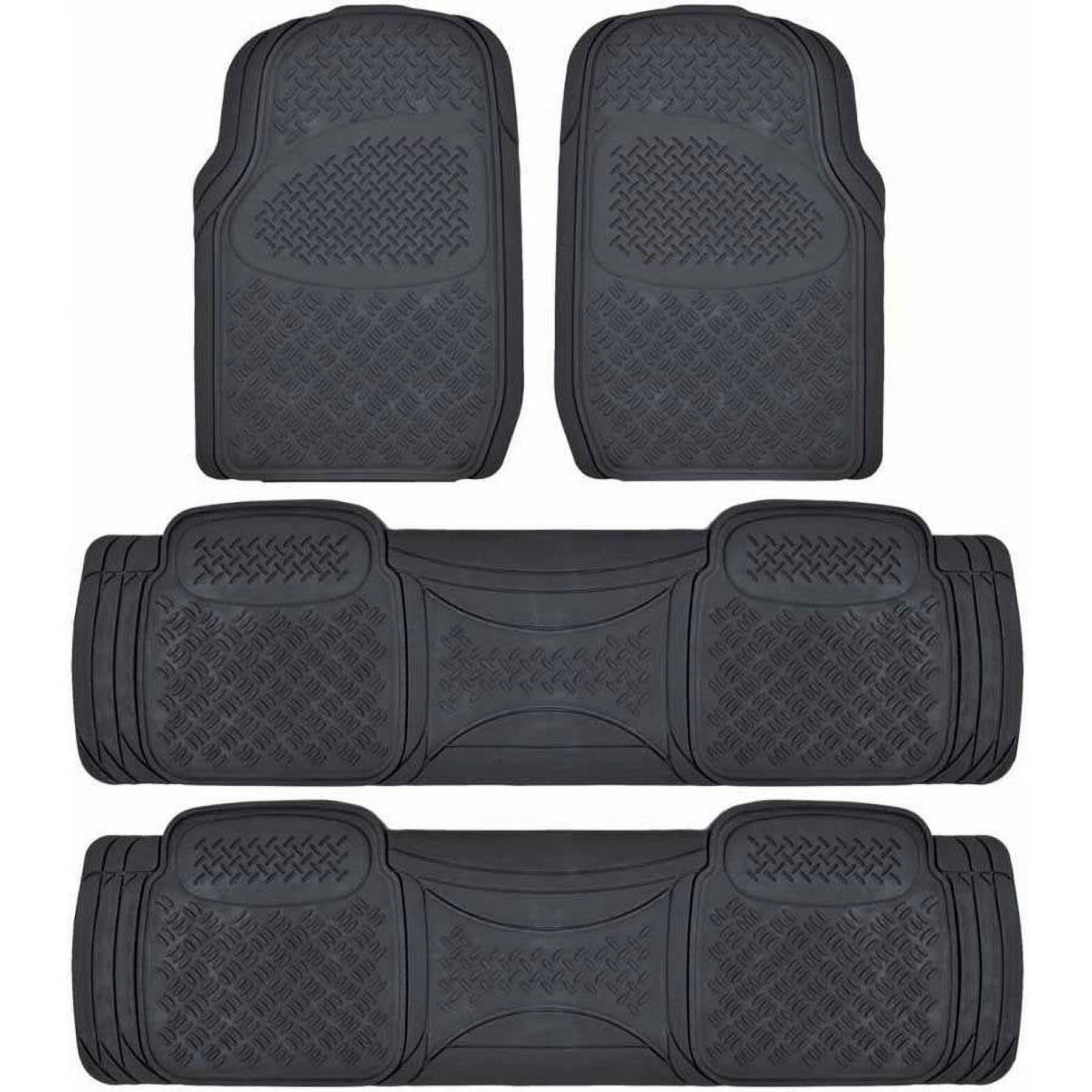 BDK Super Duty Rubber Floor Mats for Car SUV and Van 3 Rows, All Weather, Heavy Duty, 3 Colors