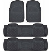 BDK Super Duty Rubber Floor Mats for Car SUV and Van 3 Rows, All Weather, Heavy Duty, 3 Colors
