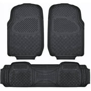 BDK Super Duty Rubber Floor Mats for Car SUV and Van 3 Rows with Cargo Mat, All Weather, Heavy Duty, 3 Colors