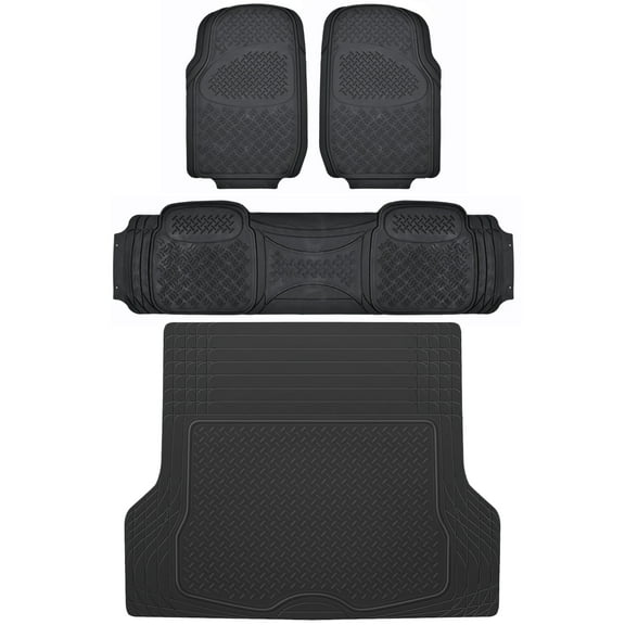 BDK Super Duty Rubber Floor Mats for Car SUV and Van with Cargo Mat, All Weather, Heavy Duty, 3 Colors