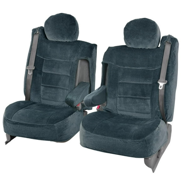 BDK TS-303-CC_AMAUG Velour Fabric Front Seat Cover for Trucks SUV Integrated Armrest TS (Charcoal), 1 Pack