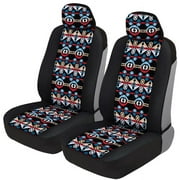 BDK Two Tone Pattern Car Seat Covers - Sideless Chic Style - Soft & Flexible Polyester Aztec Pattern