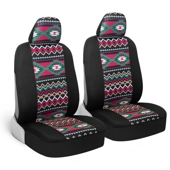 BDK Two Tone Pattern Car Seat Covers - Sideless Chic Style - Soft & Flexible Polyester (Inca Tocapu Pattern)
