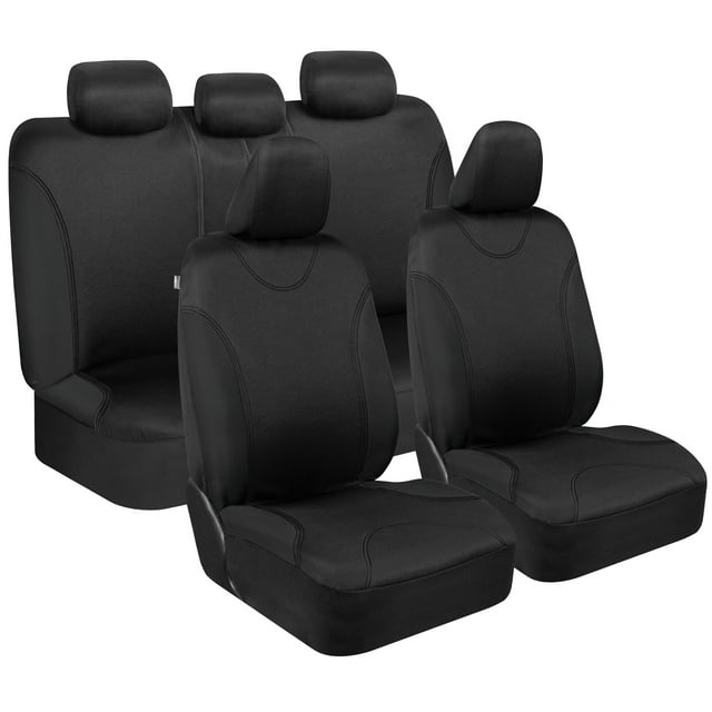 BDK UltraSleek Black Seat Covers for Cars Full Set, TwoTone Front Seat